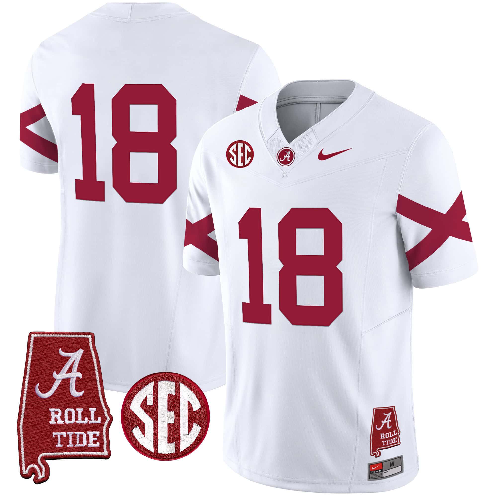 Men Alabama Crimson Tide #18 No Name White Map Vapor Limited 2024 Nike NCAA Jersey->indianapolis colts->NFL Jersey